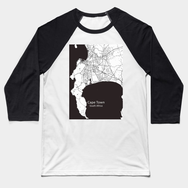 Cape Town South Africa City Map Baseball T-Shirt by Robin-Niemczyk